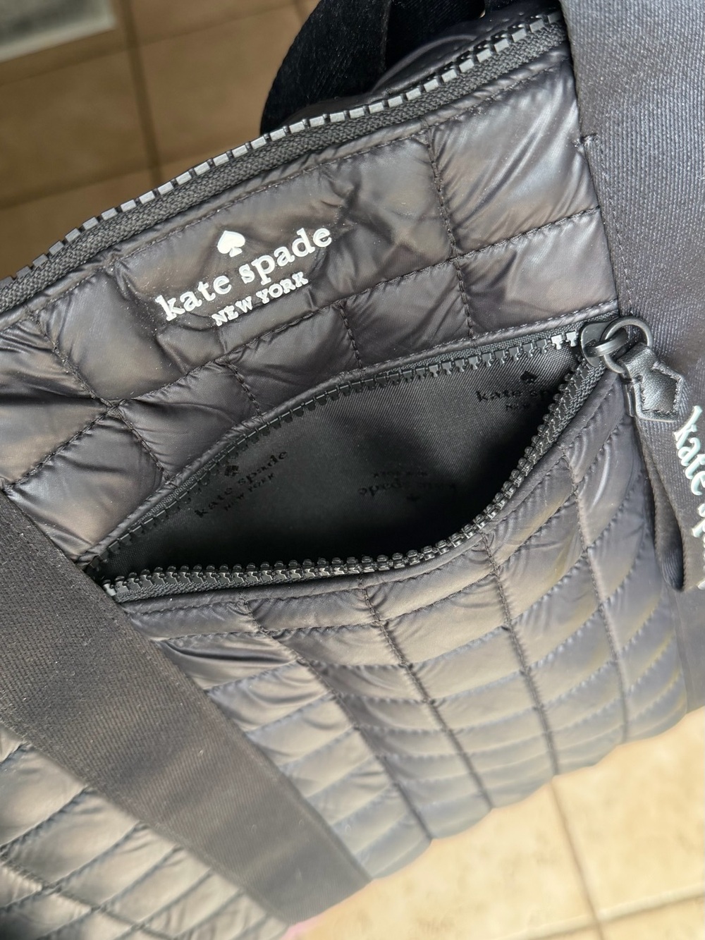 Kate Spade Kip Puffy Tote — Gunmetal Quilted Puffer Bag